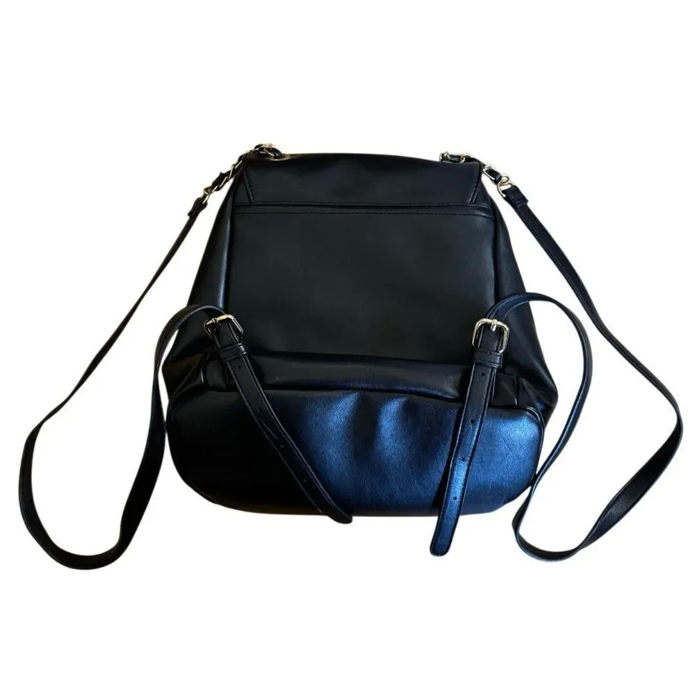 Forever 21 Drawstring Quilted Backpack Bookbag Black